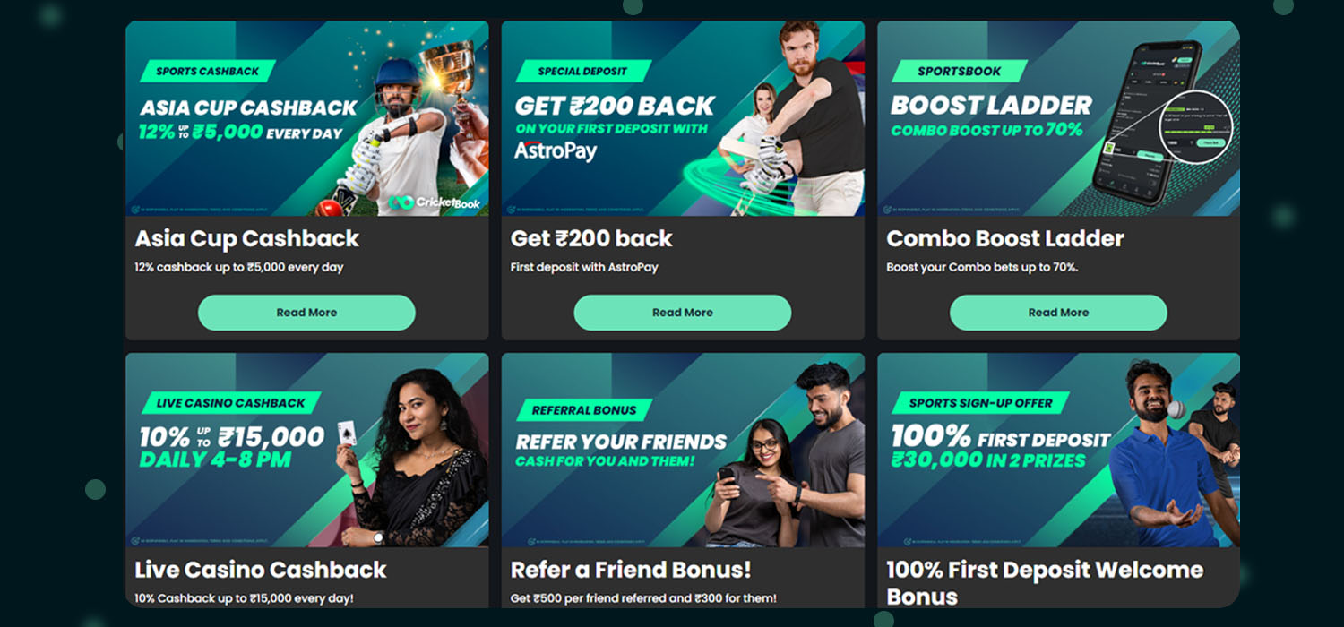 cricketbook bonuses and promotion